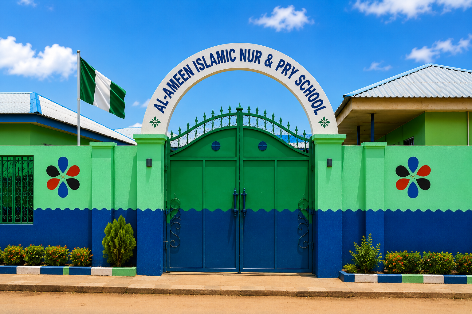 The main entrance gate of Al-Ameen Islamic School